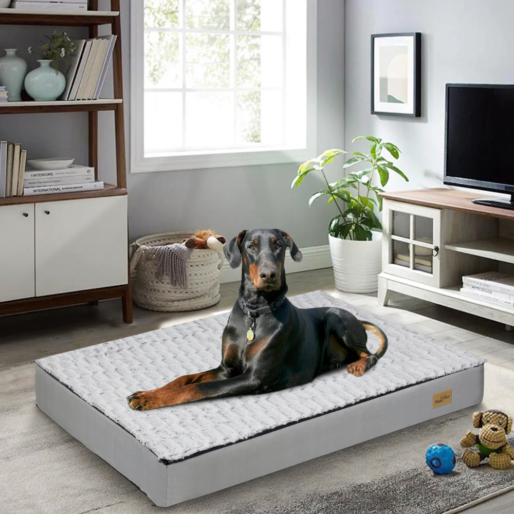 Gray Orthopedic Pet Calming Bed Soft Sponge Foam Base with Removable Cover