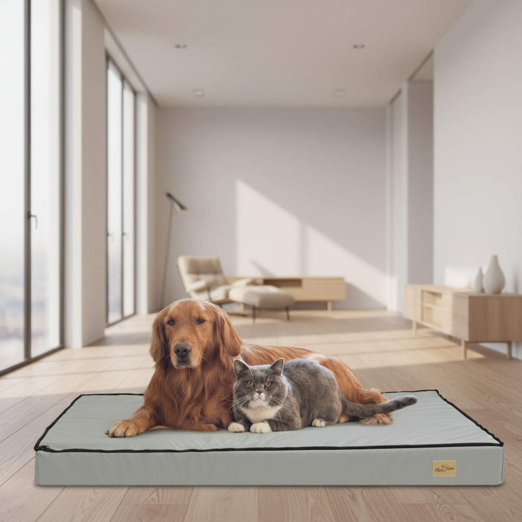 Gray Orthopedic Pet Calming Bed Soft Sponge Foam Base with Removable Cover