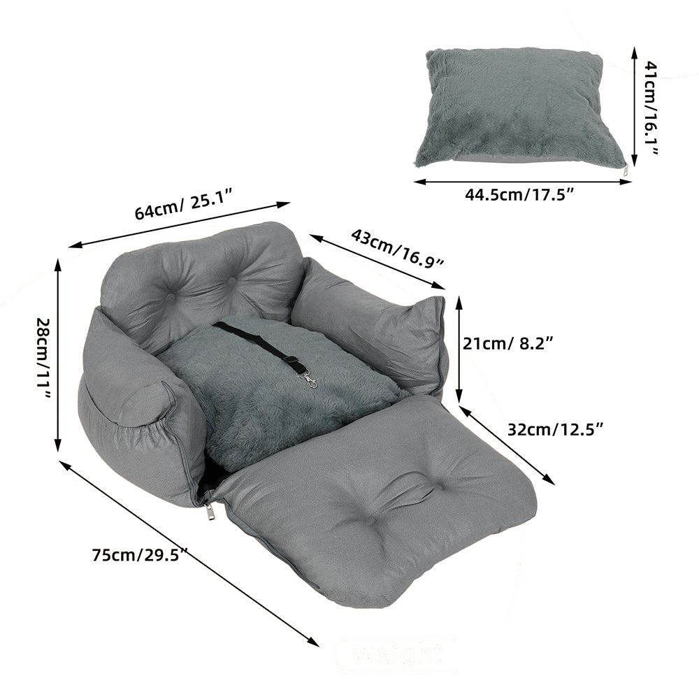 Dog Car Seat with Safety Belt Pet Booster Nest Cushion