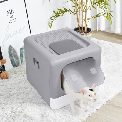 Sleek and Functional Cat Litter Box-Detachable Design