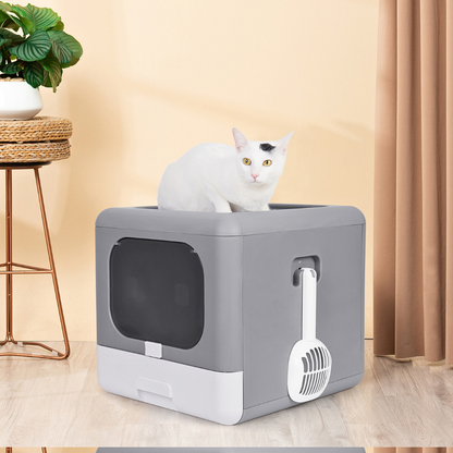 Sleek and Functional Cat Litter Box-Detachable Design