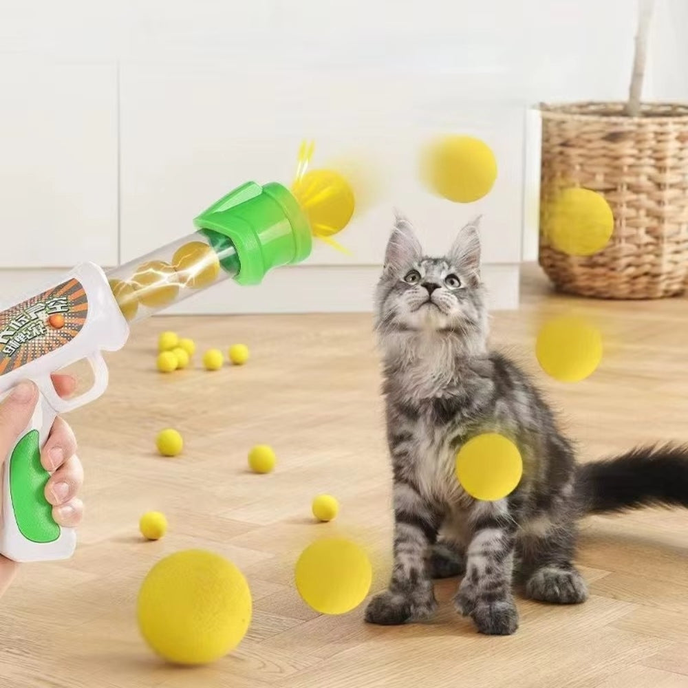 Interactive Cat Toy Shooter with Plush Ball for Training and Play