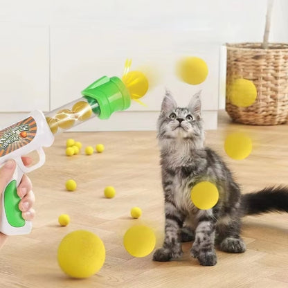 Interactive Cat Toy Shooter with Plush Ball for Training and Play