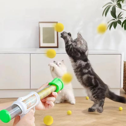 Interactive Cat Toy Shooter with Plush Ball for Training and Play