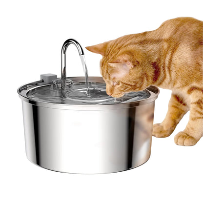 Stainless Steel Pet Water Feeder Cat Dog Automatic Filter Fountain