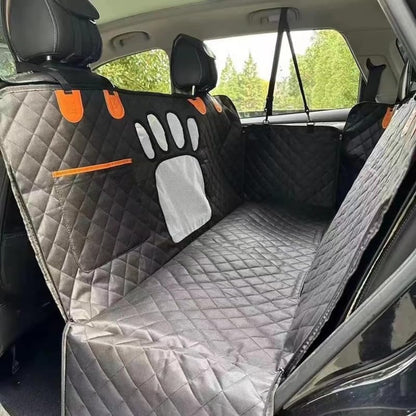 Universal Pet Seat Cover for Car Rear Seat with Visual Mesh Window and Side Zipper