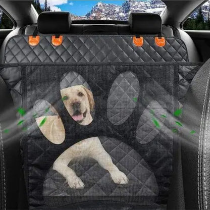 Universal Pet Seat Cover for Car Rear Seat with Visual Mesh Window and Side Zipper